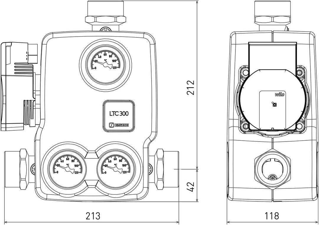 ESBE 55006100 LTC 361 60°C Rücklaufanhebungsgruppe inkl. Hocheffizienzpumpe 6 m