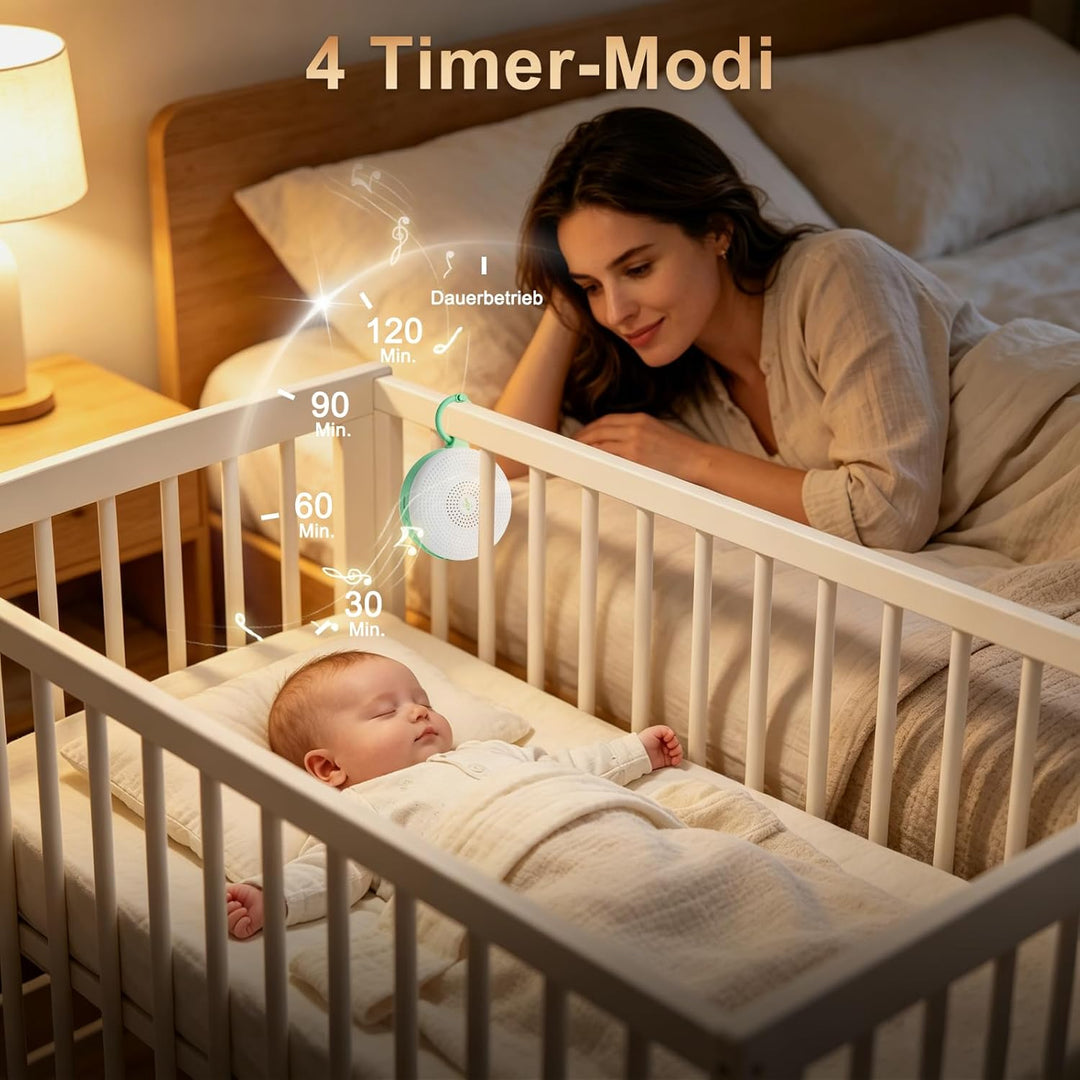 White Noise Machine Baby mit Nachtlicht, einschlafmusik mit 30 Sounds, Weisses Rauschen Gerät für Ne