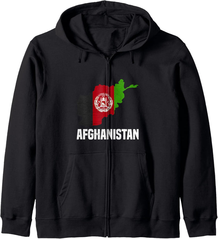 Afghanische Flagge Länderumriss Afghanistan Kapuzenjacke