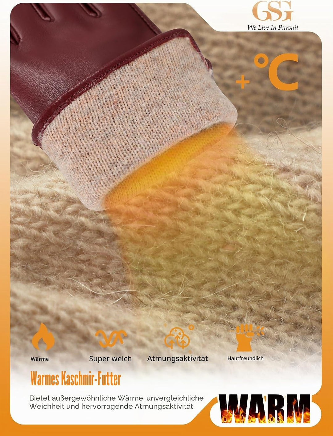 GSG SINCE 1998 Lederhandschuhe für Damen aus Chromfreiem Schaffell – Wollgefüttert/Fleecegefüttert,