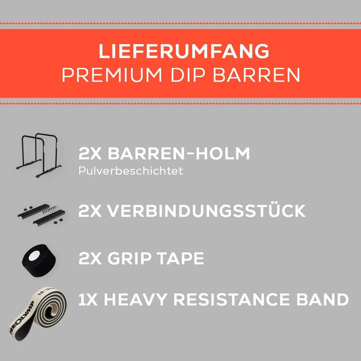 NEOLYMP Dip Barren Calisthenics Equipment – 400kg belastbare Dip Station mit E-Book - verstellbare B