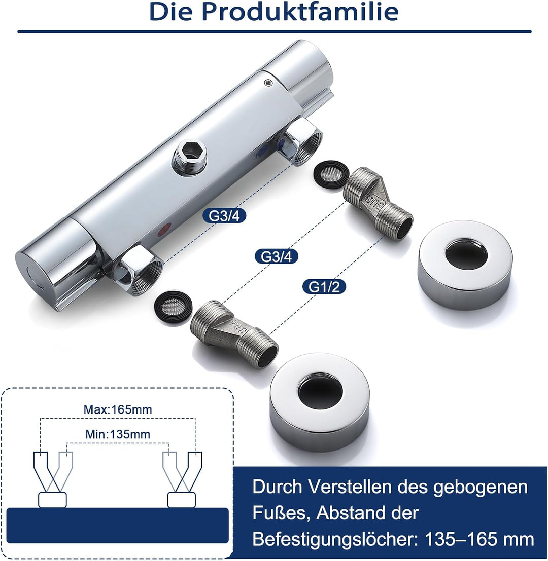 Namuoto Duscharmatur mit Thermostat Aufputz Brausethermostat, Thermostat Dusche Mischbatterie mit 38