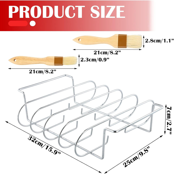 Rippchenhalter Grill,32x25x7cm Spareribs Halter Grill für 5 Spareribs,BBQ Rib Rack,Grill Rib Stand,S