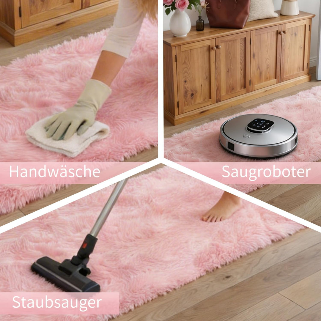 VOFUSHON Wohnzimmer Hochflor Teppich,Shaggy Flur Läufer Teppich Modern Flauschiger Weich Teppich Gro