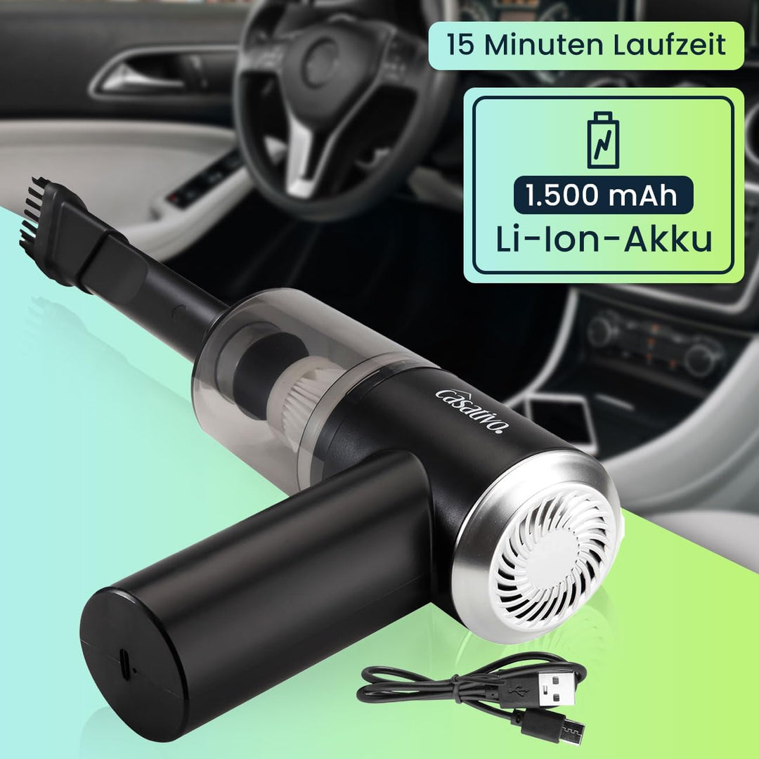 Kompakter Akku-Handstaubsauger mit LED-Leuchte, leistungsstarkem HEPA-Filter & 3 kPa Saugkraft, schw
