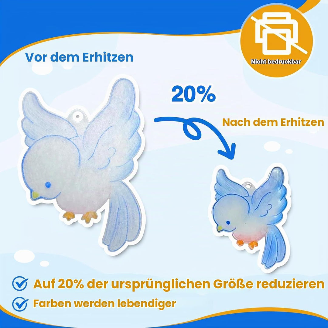 lompyeu 181 Stück Schrumpffolie Set,Schrumpffolie zum Basteln mit 20 Blank Schrumpffolie,Locher, Ohr