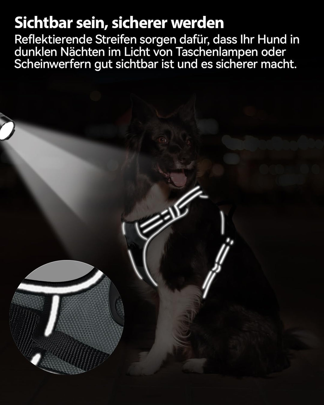 Joytale Anti-Zug Hundegeschirr für grosse Hunde, Grau, L | Perfekter Sitz, gepolstert &amp; reflektieren