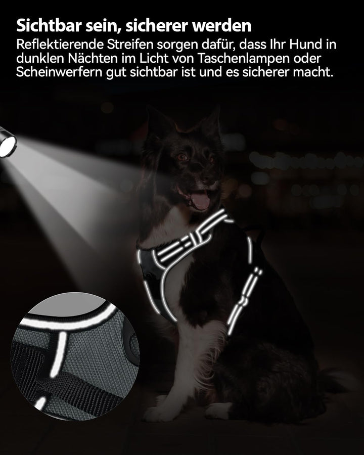 Joytale Anti-Zug Hundegeschirr für grosse Hunde, Grau, L | Perfekter Sitz, gepolstert &amp; reflektieren