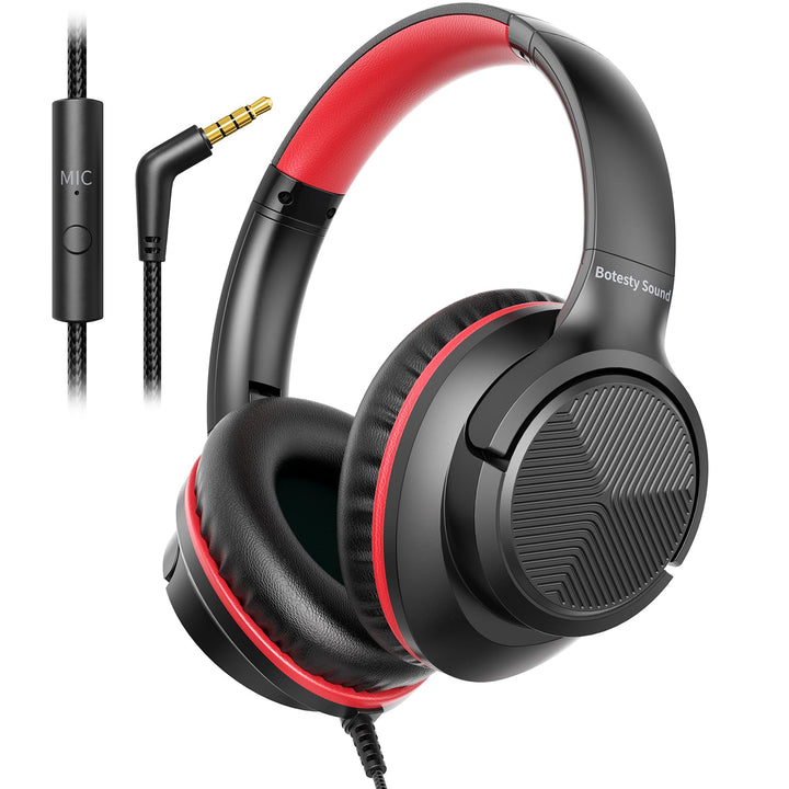 Kopfhörer mit Kabel und Mikrofon, Over-Ear Kabelkopfhörer mit 3,5mm Klinkenstecker, Faltbar Kabelgeb