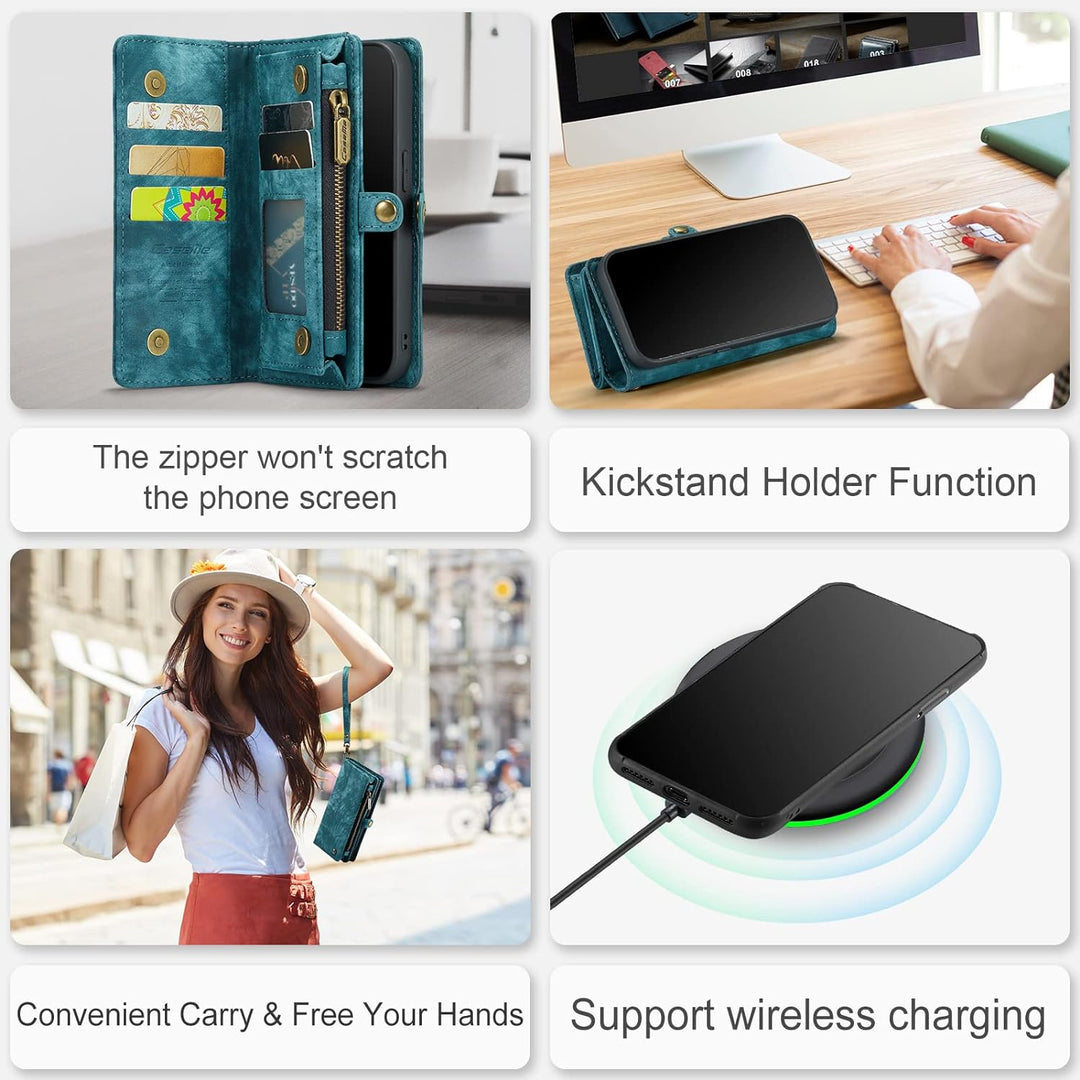 UFinetech Magnetische iPhone 11 Pro Hülle Tasche Design Leder TPU Bumper Flip Abnehmbar Flexibel Kar