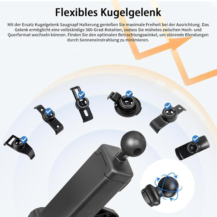 Saugnapfhalterung für Garmin, Ersatz Kugelgelenk Saugnapf Halterung, Halterung für Carplay Bildschir