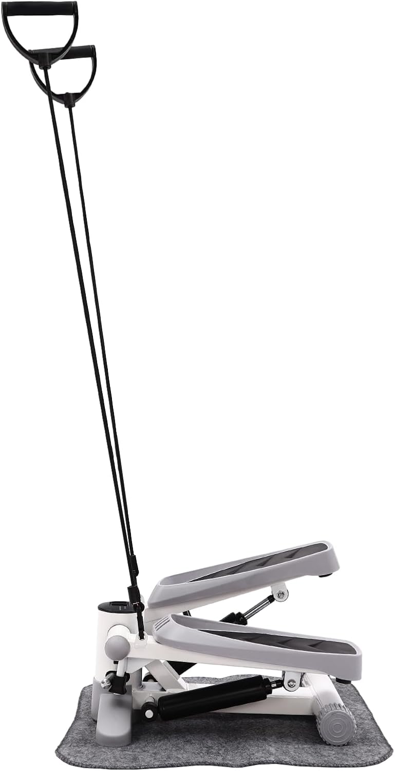 Mini Stepper für Zuhause, Up-Down Swing Stepper mit Power Ropes, Stepper Hometrainer, 2 in 1 Trainin