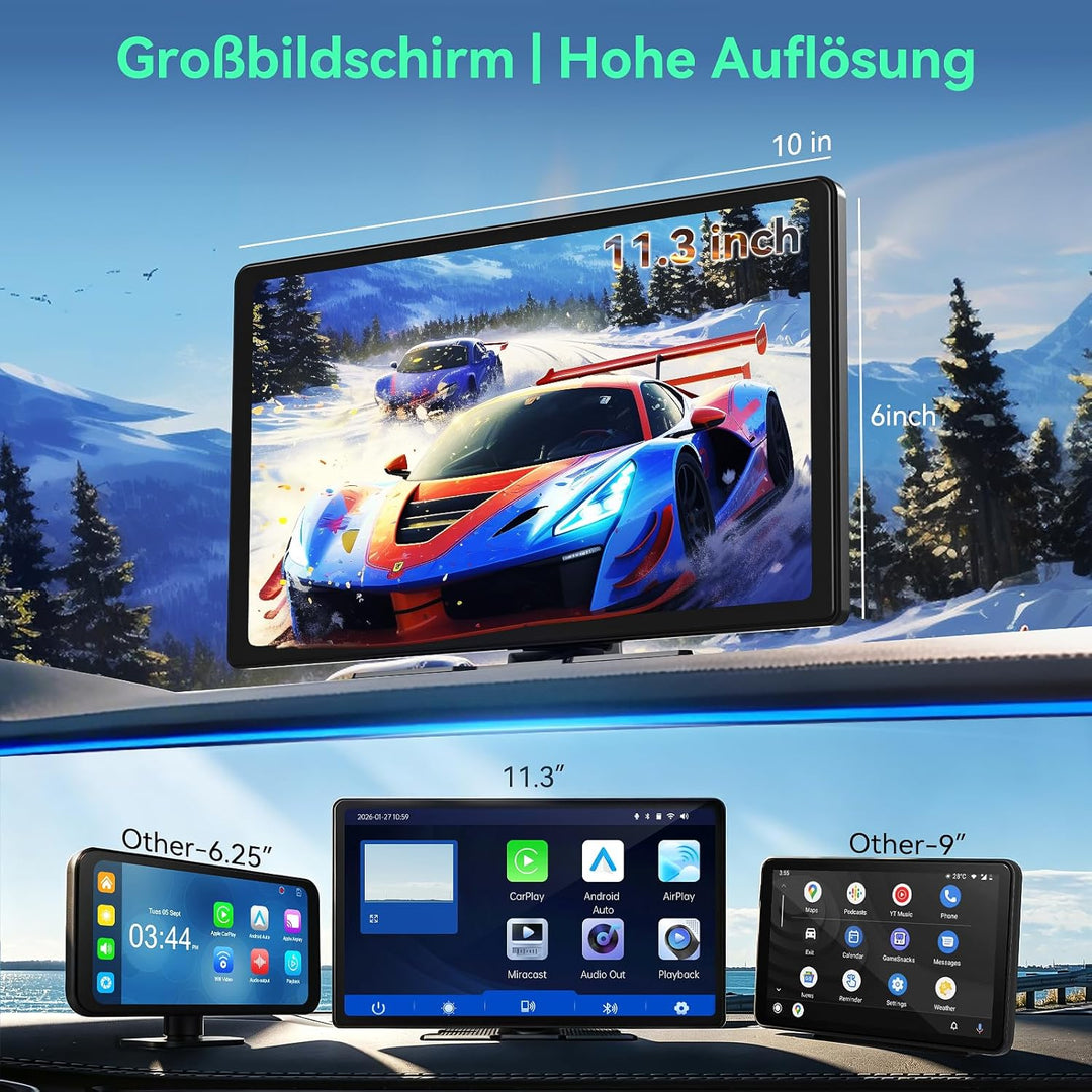 Carplay Display FüR Car Play und Android Auto,11.3 Zoll Touchscreen Android Auto Display Bildschirm