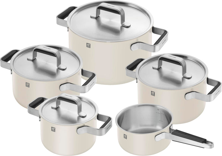 ZWILLING PURE Kochtopfset, 5-tlg, 18/10 Edelstahl, Keramik-Aussenbeschichtung, Stay-Cool-Griffe, Spü