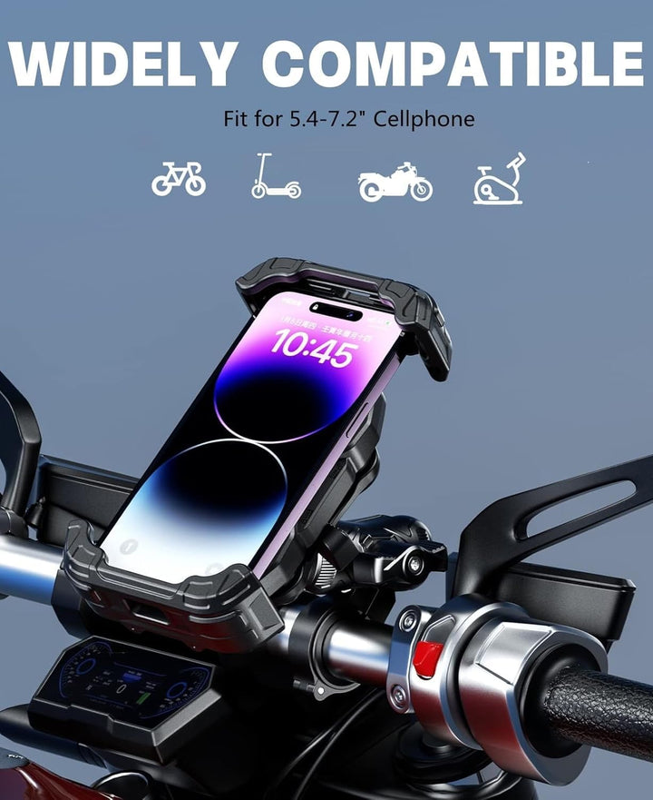 Kewig Motorrad-Handyhalterung mit Vibrationsdämpfer und Hochgeschwindigkeits-Sicherheitsverriegelung