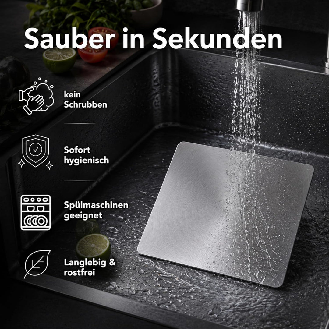 Titan Schneidebrett Made in Germany | 250 x180 x 2 mm | Hygienisch, Robust, Reines Titan