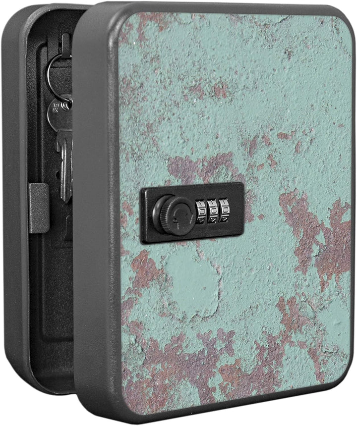 banjado® Burg-Wächter® abschliessbarer Schlüsselkasten mit Motiv Blaue Struktur für 20 Schlüssel - S