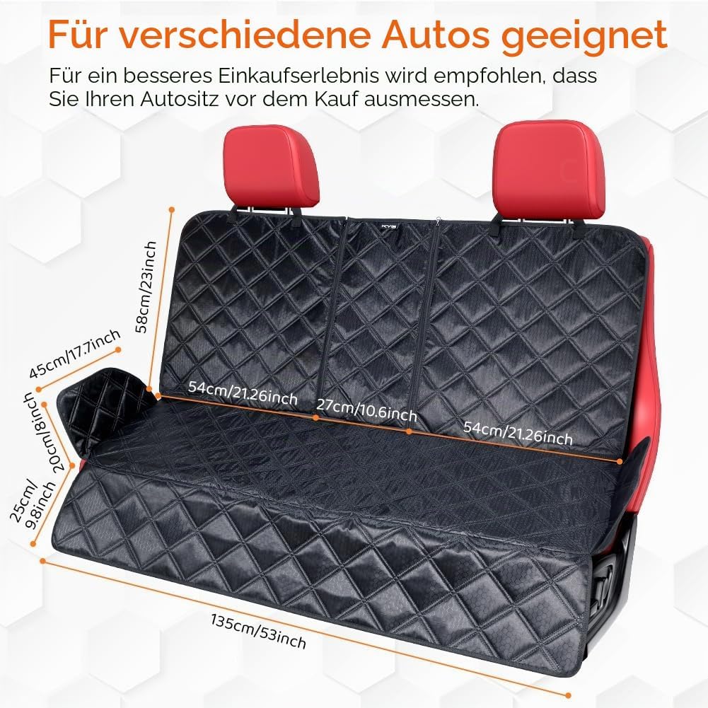 KYG Hundedecke Auto Rückbank, Wasserdicht Abnehmbarer Schutz, Hochwertiger Auto Rücksitz Rücksitzsch