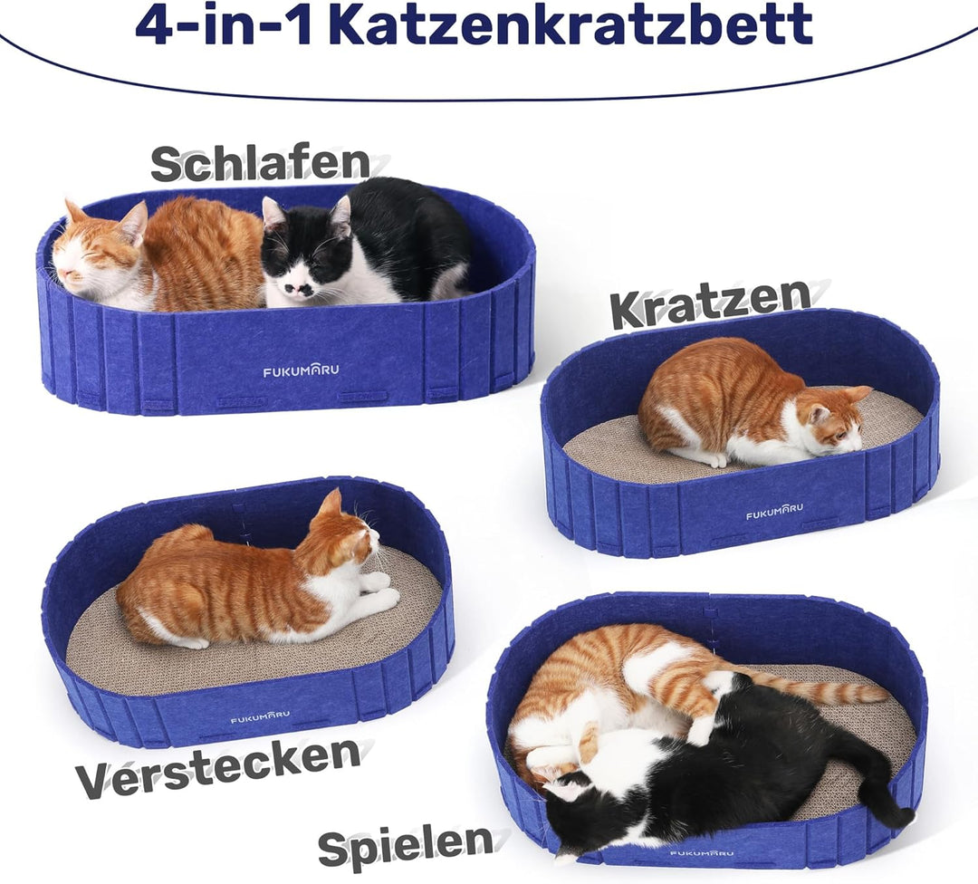 FUKUMARU Kratzbrett für Katzen, 61 cm Kratzpappe in Sofa-Form, Umkehrbares Katzenbett, runde Kratzpa