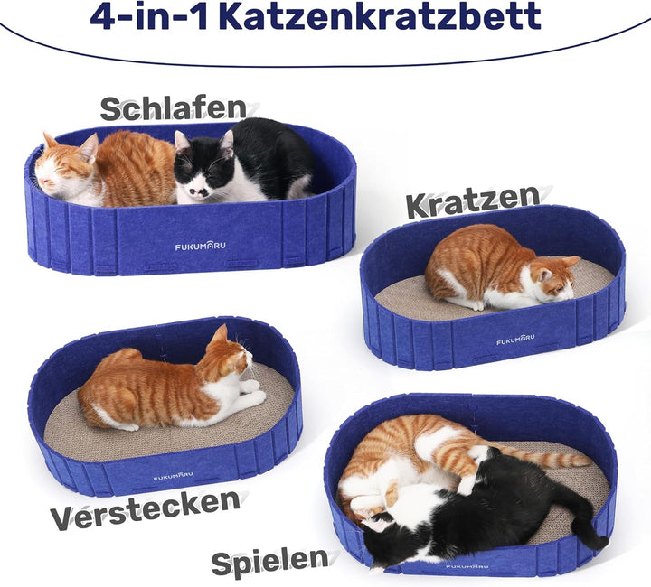 FUKUMARU Kratzbrett für Katzen, 61 cm Kratzpappe in Sofa-Form, Umkehrbares Katzenbett, runde Kratzpa