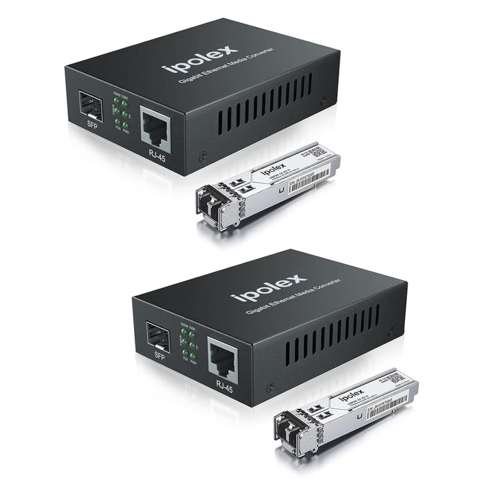 ipolex Gigabit Ethernet Medienkonverter, 1,25G SFP Port Glasfaser Medienkonverter, Multimode LC Medi