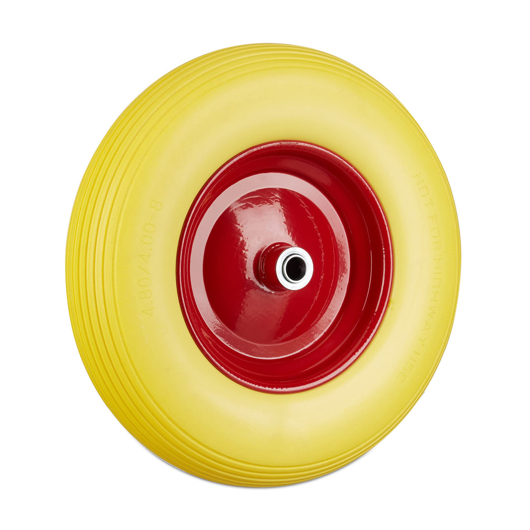 4 x Schubkarrenrad 4.80 4.00-8 im Set, Vollgummireifen u. Stahlfelge, Ersatzrad pannensicher, 100 kg