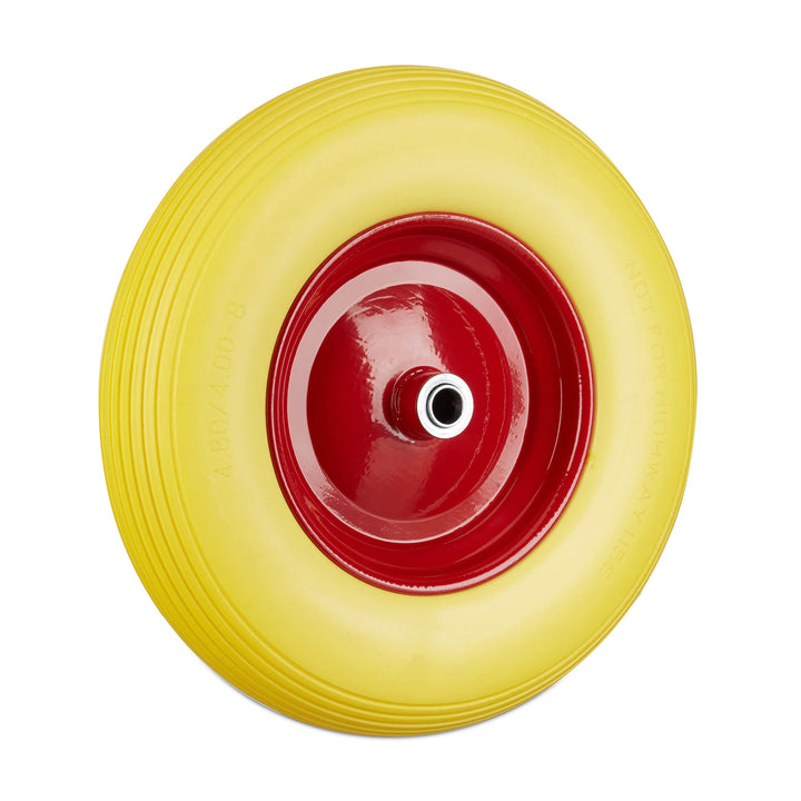 4 x Schubkarrenrad 4.80 4.00-8 im Set, Vollgummireifen u. Stahlfelge, Ersatzrad pannensicher, 100 kg