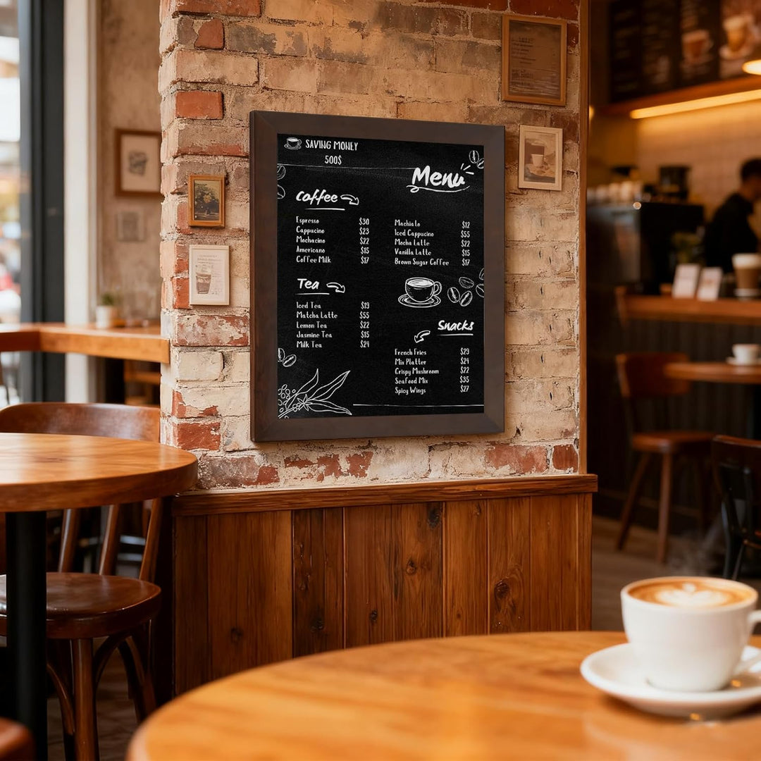 DOLLAR BOSS Magnetische Kreidetafel 60x45 cm, Magnettafel Schwarz mit Rahmen aus massivem Kiefernhol