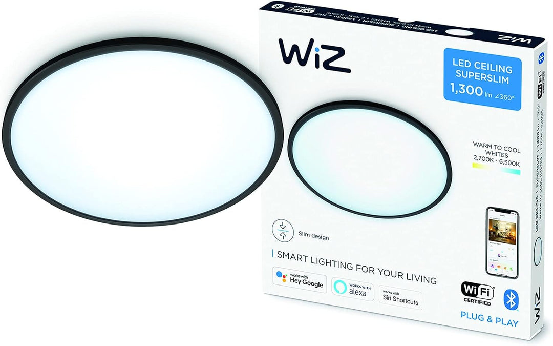 WiZ SuperSlim Deckenleuchte Tunable White, dimmbar, warm- bis kaltweiss, 14W, smarte Steuerung per A