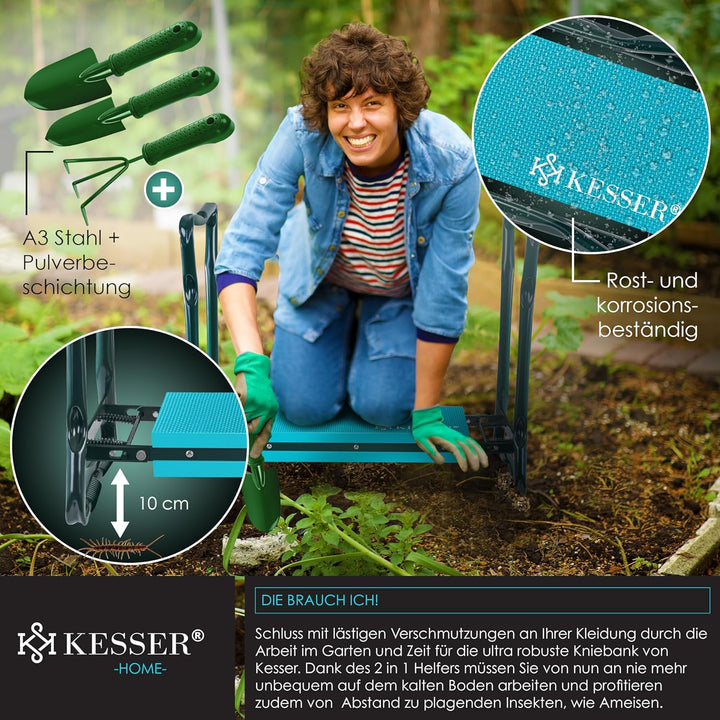 KESSER® 2 in 1 XXL Kniebank für Gartenarbeit Gepolstert Sitzunterlage Eva-Schaumkissen Gartenhocker