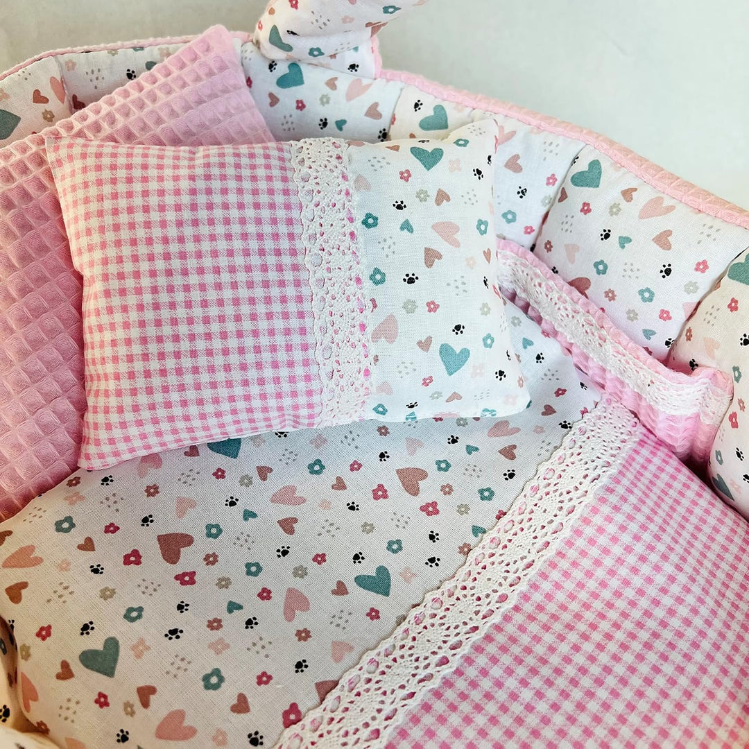 Puppentragetasche für Puppen von 30 bis 55 cm, Rosa, Baumwolle, Geschenk, Waschbar (30-35 cm), 30-35