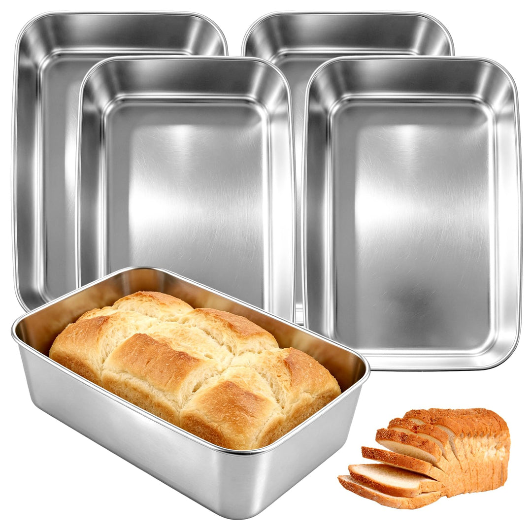 5 Stück Edelstahl Brotbackform, 22.5x14.5x6.2cm Brotbackform Kasten, Backform Rechteckig, Backformen