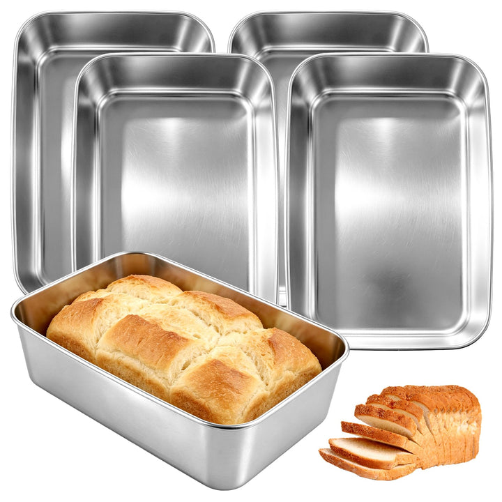 5 Stück Edelstahl Brotbackform, 22.5x14.5x6.2cm Brotbackform Kasten, Backform Rechteckig, Backformen