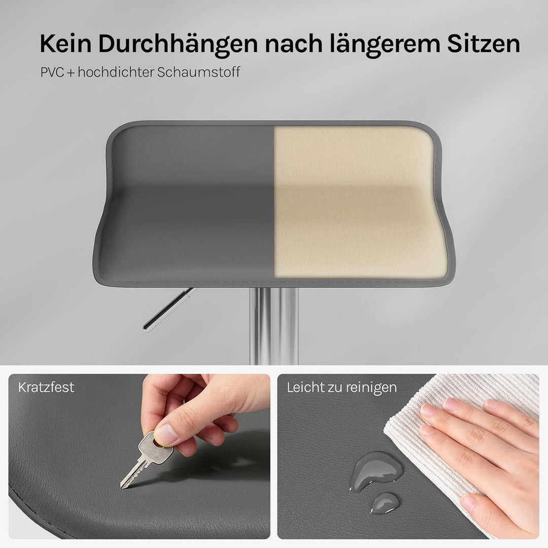 WOLTU 4er Set Barhocker Design Stuhl Drehstuhl Tresenstuhl，stufenlose Höhenverstellung, verchromter