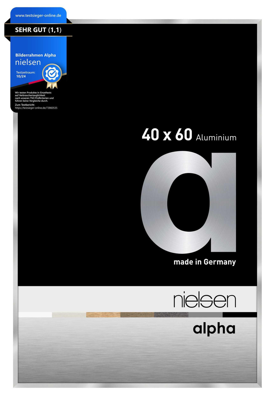 nielsen Aluminium Bilderrahmen Alpha, 40x60 cm, Silber Silber 40 x 60 cm, Silber 40 x 60 cm