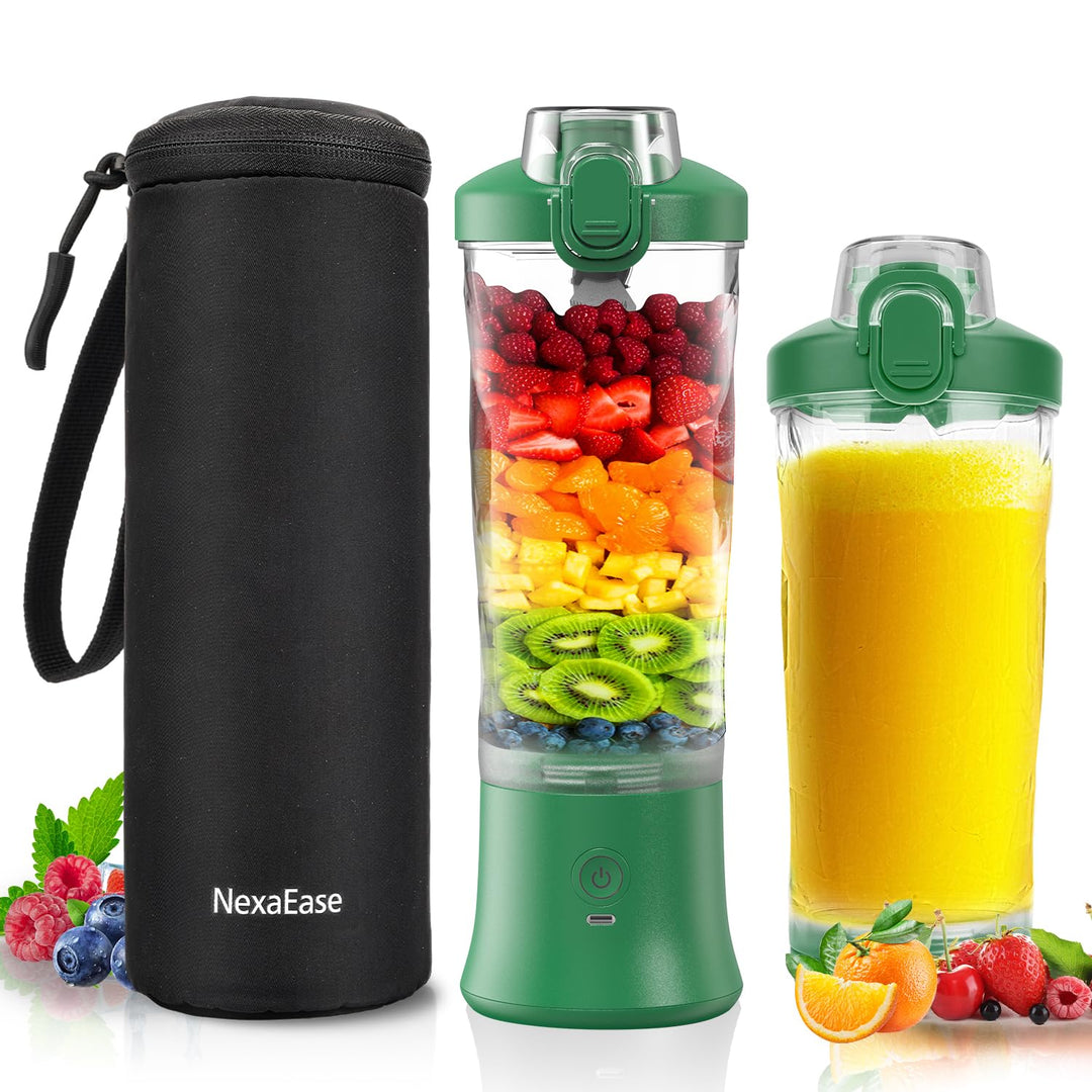 Tragbarer Mixer Smoothie Maker - 600ml Mini Standmixer to Go - 6 Klingen, Reisedeckel und Isolierte