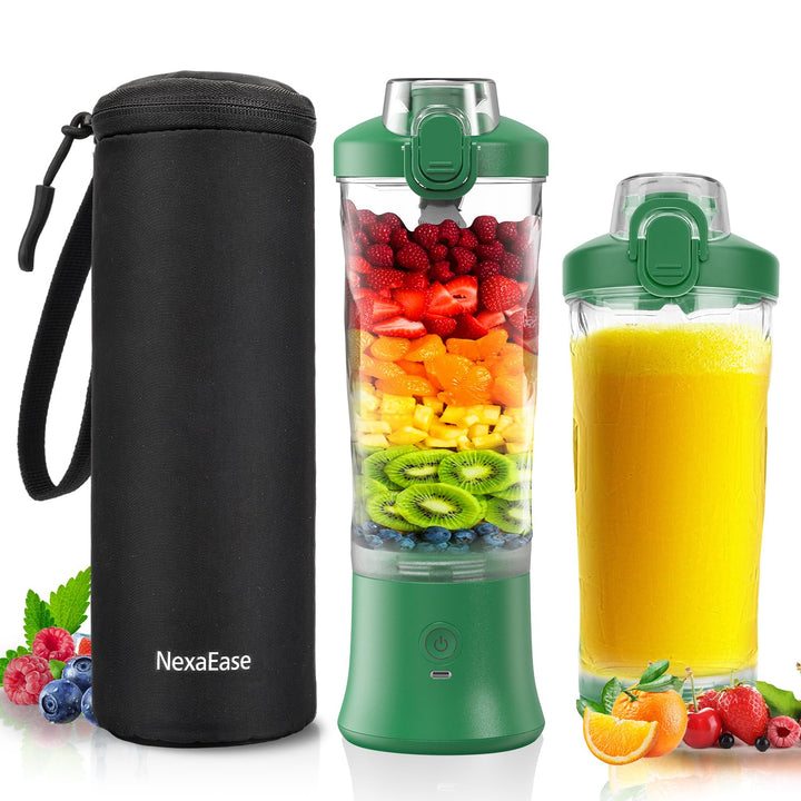 Tragbarer Mixer Smoothie Maker - 600ml Mini Standmixer to Go - 6 Klingen, Reisedeckel und Isolierte