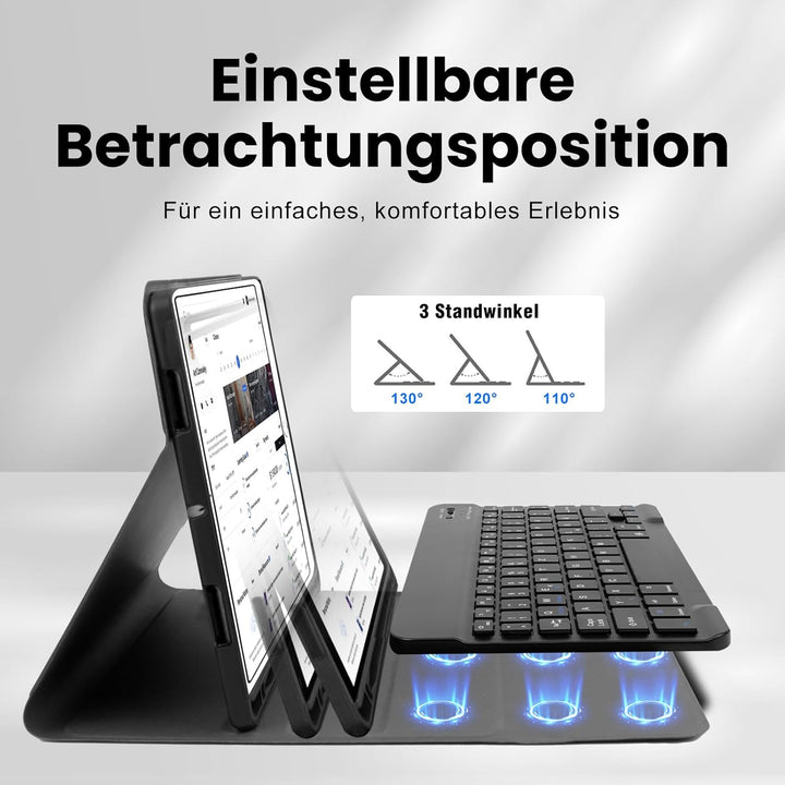 YUEJIDZ Tastatur Hülle für iPad 9.7 2018 (6. Generation)/5. Generation 2017, iPad Air 2 & 1, Magneti