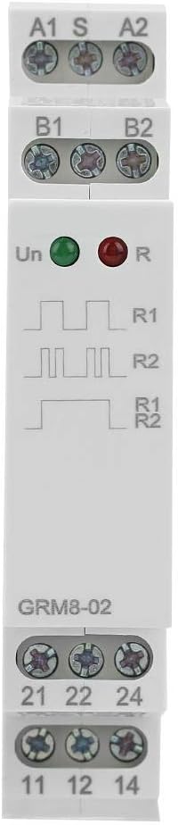 Tosuny GRM8-02 Elektronisches Impulsrelais, AC/DC 12-240V Stromstossrelais, Speicherrelais mit LED-A