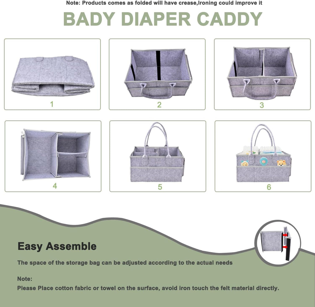 IDOMISMR Wickeltisch Organizer,Windelorganizer Baby Windelcaddy Filztasche tragbar mit verstellbaren