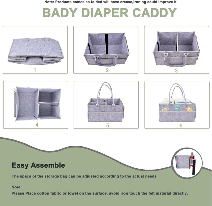 IDOMISMR Wickeltisch Organizer,Windelorganizer Baby Windelcaddy Filztasche tragbar mit verstellbaren