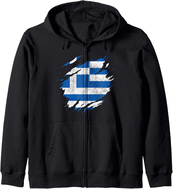 Griechenland Griechische Flagge Vintage Kapuzenjacke
