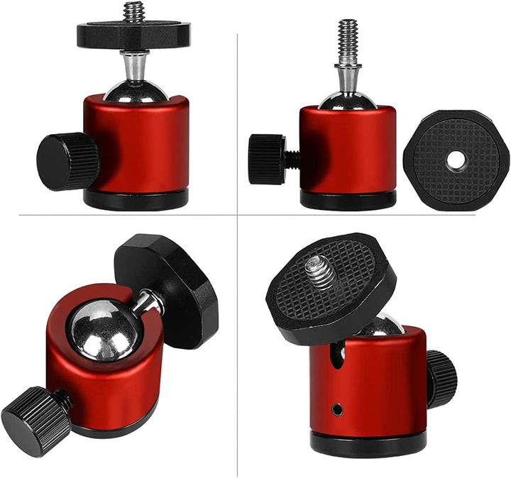 2 Stück Mini Kugelkopf Stativkopf mit 1/4 Hot Shoe Mount Adapter, Metall stativ kugelkopf 1/4'' auf