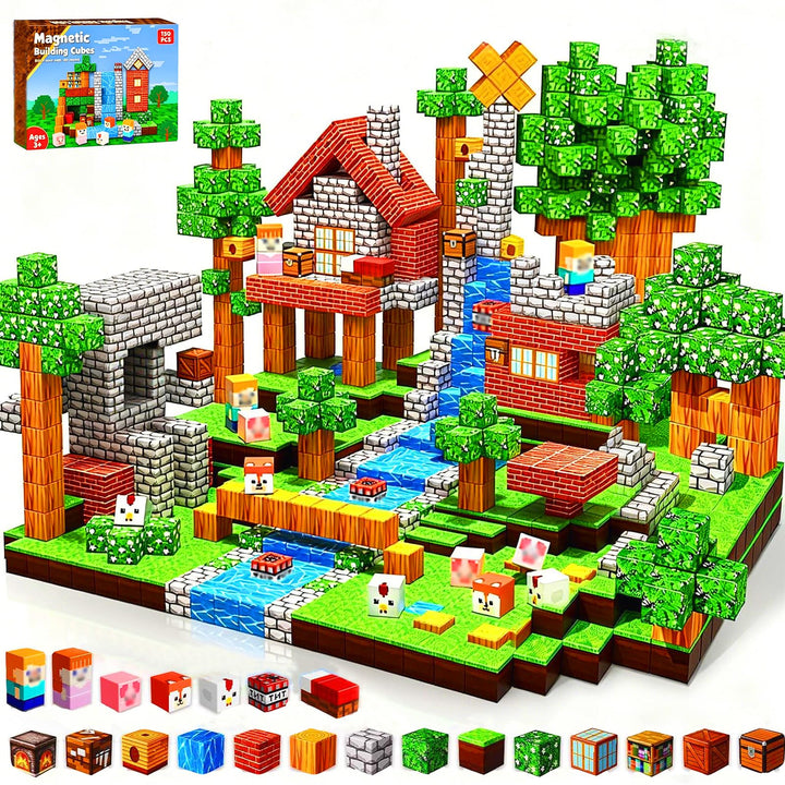 Magnetische Bausteine Blöcke 150 Stück,Magnetbausteine Magnetspielzeug Magneten Kinder Magnetische B