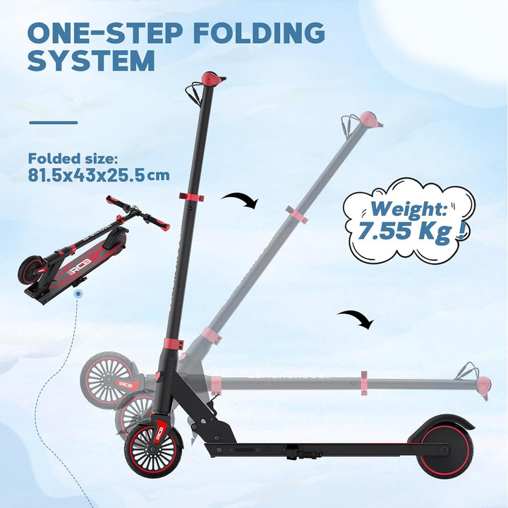 RCB R15 Elektroroller Kinder ab 8-12-16 Jahre, Faltbarer E Scooter, Max 20km/h, Reichweite 16KM, Nur