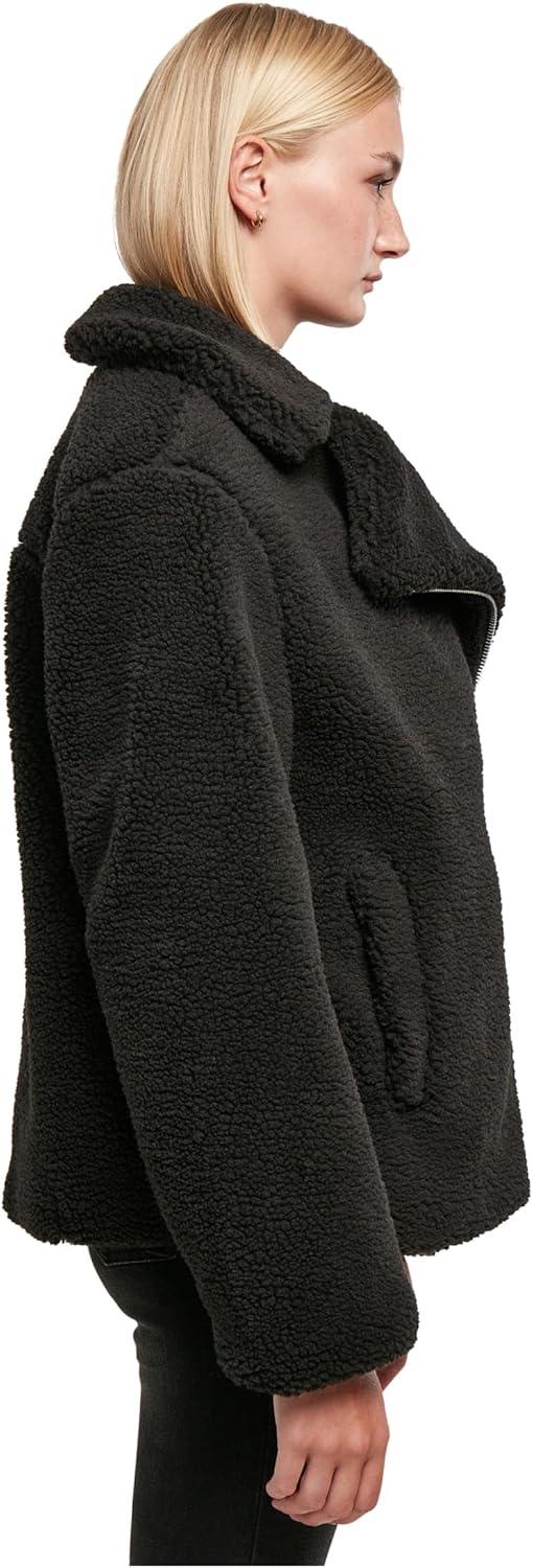 Urban Classics Damen Ladies Sherpa Biker Jacket Jacke XS Schwarz, XS Schwarz