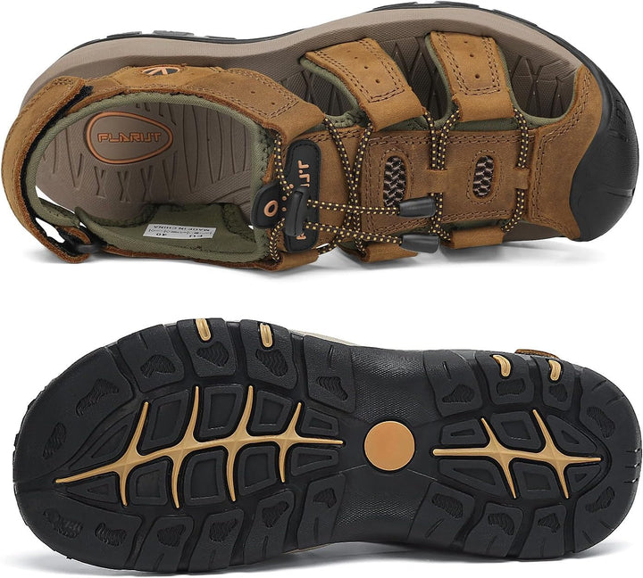 FLARUT Sandalen Herren Outdoorsandalen Sommer Wanderschuhe Trekkingsandalen Leder Strand Wandersanda