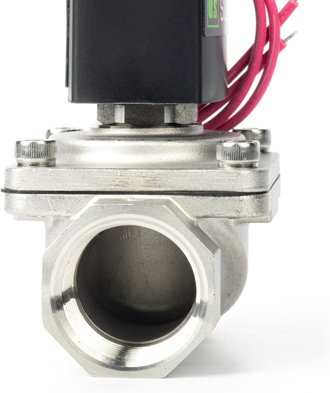U.S. Solid 1" Magnetventil - Edelstahl DC 12V mit Viton-Dichtung, stromlos geschlossen, Bleidraht-Ty