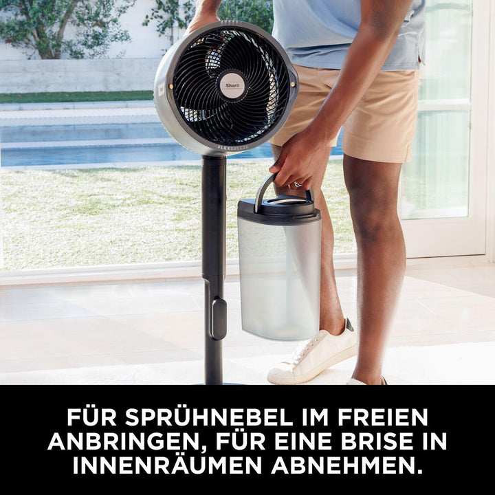 Shark FlexBreeze Pro Mist Akku-Ventilator für innen und aussen mit Sprühsystem, tragbarer Sprühtank,