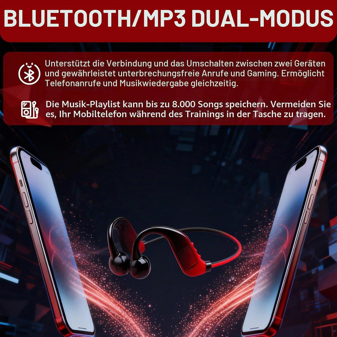 Bone Conduction Kopfhörer Knochenschall Bluetooth5.4 Open-Ear, kabellose Sport Kopfhörer mit IPX5 wa